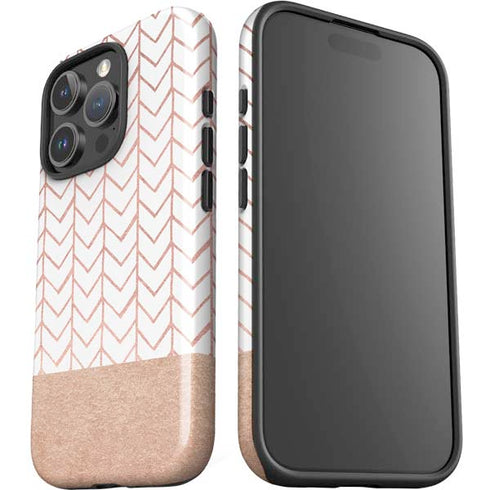 Rose Gold Herringbone iPhone 16 Pro Impact Case